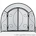 VICTORIAN GOTHIC Arched 2-Door Panel Fireplace Hearth Spark Screen [39" x 32"] - BLACK