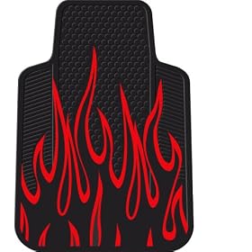 Red Tipped Flames Style Universal-Fit Molded Front Floor Mat - Set of 2