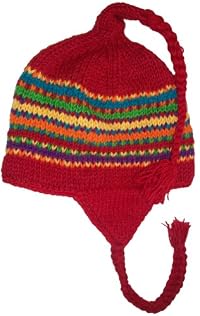 Authentic Soul Wool Ear Flap Sherpa Red Ski Knit Hat. Red. One Size.
