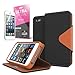 Cellto iPhone SE Case, PU Leather Wallet Cover Stand and Reversible Magnetic Flap Flip Cover for Apple iPhone SE/iPhone 5S / iPhone 5 - Black/Brown