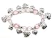Pink Crystal Peace Hope Heart Charm Stretch Bracelet