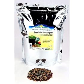 Bean Salad Sprouting Seed Mix- Organic- 2.5 Lbs- Mix of Bean Sprout Seeds: Adzuki, Mung Bean, Green Lentil & Radish. For Sprouting Sprouts, Soup, Food Storage