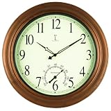 Chaney Instrument 18-Inch Copper Clock and Thermometer