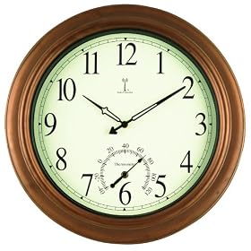 Chaney Instrument 18-Inch Copper Clock and Thermometer