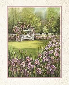 White Swing in Arbor by Peggy Thatch Sibley. CANVAS WITH BRUSHSTROKES with 3/4 inch bars. 15.14 inches width by 20.00 inches height. Highest Quality Art Poster Print