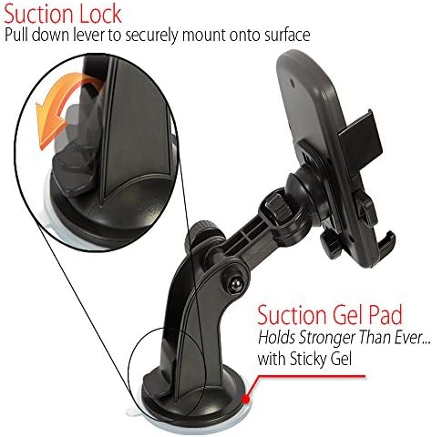 Universal Mobile Cell Phone Car Mount Holder (Black) - Best Ultra Strong Sticky Suction Pad For Windshield / Dashboard - 360° Rotation - For iPhone 6 (4.7) 5s/5c/4s, Samsung Galaxy s5/s4/s3/s2, HTC One - Hands Free - 100% Satisfaction Guarantee