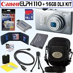 Sale On Cameras 2013 : Canon PowerShot ELPH 110 HS 16.1 MP CMOS Digital Camera with 5x Optical Image Stabilized Zoom 24mm Wide-Angle Lens and 1080p Full HD Video Recording (Silver) + NB-11L Battery + 16GB Deluxe Accessory Kit On Amazon