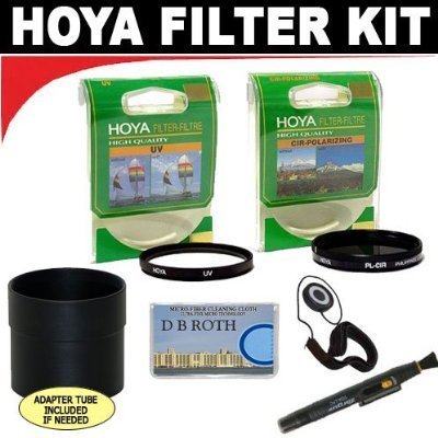 Hoya Digital TWO Glass Lens Filters (UV Haze & Circular PL Polarizer) + Lens Adapter Tube (If Needed) + Lenspen + Lens Cap Keeper + DB ROTH Micro Fiber Cloth For The Kodak Easyshare DX7440 Z730 Digital Cameras