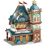 Department 56 North Pole Series Village Northern Lights Depot Lit House, 7.7-Inch