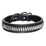 1.25 in. Tapered Oblong Studded Latigo Leather Dog Collar model 6014 (Burgundy, 19 in.)