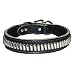 1.25 in. Tapered Oblong Studded Latigo Leather Dog Collar model 6014 (Black, 25 in.)