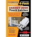 Safe-T-Proof Cabinet Door Touch Latches, White, 4-Pack