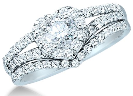 Cheap white gold wedding ring set