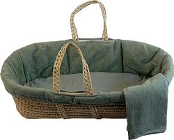 Tadpoles Nevis Moses Basket Set, Green Heather