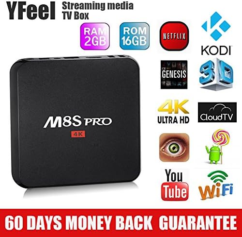 YFeel Android Tv Box Amlogic S905 M8S Pro Android 5.1 Kodi(xbmc) 16.0 Fully Loaded 2G+16G Bluetooth 4.0 Wifi Dual Band 2.4G/5G 4K 1080P HD 64bit Smart Streaming Media Player