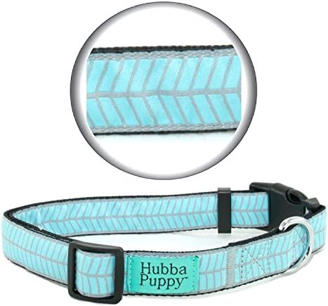 Hubba Puppy Herringbone Stitch Nylon Dog Collar Adjustable for Small Medium Large &amp; X-Large Pets Small, Robins Egg Blue/Grey