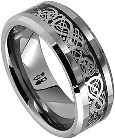 8MM Dragon Design Tungsten Carbide Wedding Band Ring (Available Sizes 5-14 Including Half Sizes) (14)