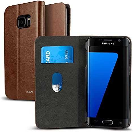 Galaxy S7 Edge Case, VALKYRIE Galaxy S7 Edge Flip Slim Wallet Case For Samsung Galaxy S7 Edge with Card Slot Flip Cover and Stand Feature - Brown