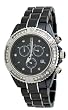 Oniss #ON627-M Men's Black Ice Crystal Accented Ceramic Chronograph Watch