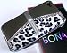 Luxury Bling Rhinestone Leopard Wallet Design Hard Back Case Cover iPhone 4 4S 4G Gray with BONA retail packing