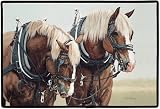 Western Harmony Work Horses Adeline Halverson Designer Indoor Outdoor Doormat Rug Mat