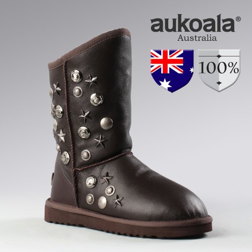 Aukoala Snow Boots Australia Sheepskin Warm Apollo For Womens_Chocolate_Us Size 7 On Sale