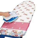 Wenko 1273145500 Bügelbrettbezug Blütenpracht - Blitzbügler®-Zone, 4 mm Komfortpolsterung, Baumwolle, 128 x 54 cm