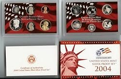 US Proof Set Statehood Silver Quarters Without Box 2004