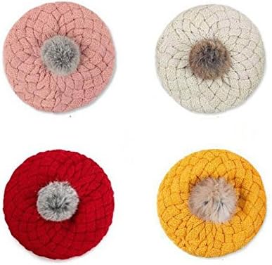 Baby Hat Kids Baby Photo Props Beanie Faux Rabbit Fur Crochet Beanie Toddler Cap for 4 Months-3 Years Old Girl (Beige)