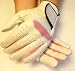 Sports : 1 Paar Golfhandschuhe PINK RECHTS + LINKS Farbe weiss mit rosafarbenen Lycra-Einn&auml;hern mit Klettverschluss Damen Gr&ouml;sse M Golfhandschuh