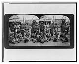 Stereoview (L): Ainu men the aborigines of Japan in feast attire Island of Yezo