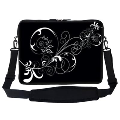 15 15.6 inch White Swirl Design Laptop Sleeve Bag Carrying Case with Hidden Handle and Adjustable Shoulder Strap