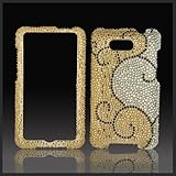 Black Swirl on Gold Silver "Cristalina" crystal bling case-cover for HTC Ar ....