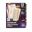 Avery Executive Rdy Index Table/Content Dividers, 15-Tab, 1-15, Letter Size, Assorted, 15 per Set (11279)