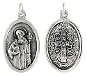 Sterling Silver Saint Benedict Medal 15/16" X 5/8" (24 mm X 16 mm).
