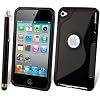 Supergets� Apple iPod touch 4th Generation ( Launched Sept 2010 and Oct 2011 ) Wave Hydro Gel Silicone Case Cover Skin, Stylus, Screen Protector And Polishing Cloth - Black