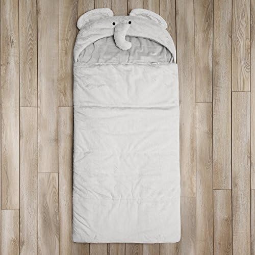 Aurora Home Elephant Plush Faux Fur 27 Inches Wide X 59 Inches Long Toddler Girls and Boys Durable Sleeping Bag