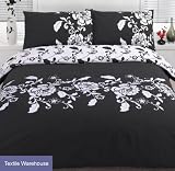 Kensington Black White Super King Size Quilt Duvet Set