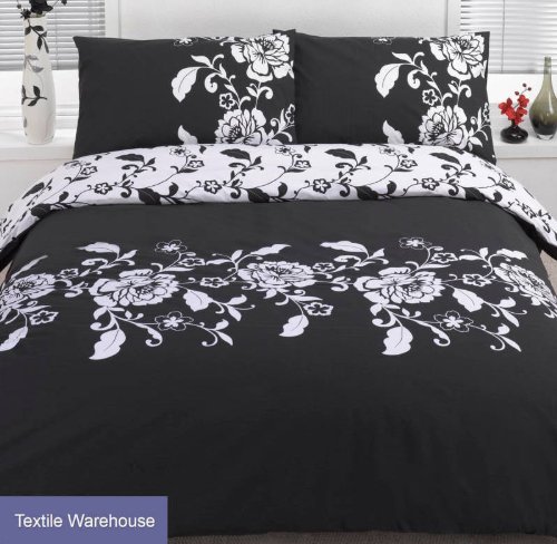 Kensington Black White Super King Size Quilt Duvet Set