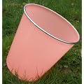 Plastic Waste paper bin with silver border light pink