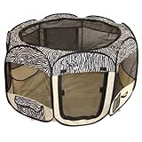 Best Pet Folding Play Pen - Medium - Zebra Skin