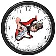 Electric Guitar Being Played - Musical Instrument - Music Theme Wall Clock by WatchBuddy Timepieces (Black Frame)