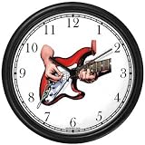 Electric Guitar Being Played - Musical Instrument - Music Theme Wall Clock by WatchBuddy Timepieces (Black Frame)
