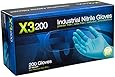 Ammex X3D Xtreme Blue Nitrile Glove, Latex Free, Disposable, Powder Free