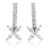 18k White Gold Marquise Clovers Drop Diamond Earrings (H-I, SI-I, 1.34 carat)