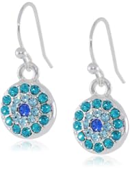 Nine West "Good Fortune" Silver-Tone and Blue Evil Eye Drop Earrings