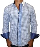 ENGLISH LAUNDRY European Cut Mens Long Sleeve Woven Button Front Dress Shirt Blue Navy