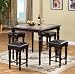 5pc Cherry Finish Wood Counter Height Faux Marble Dining Table & Stools Set