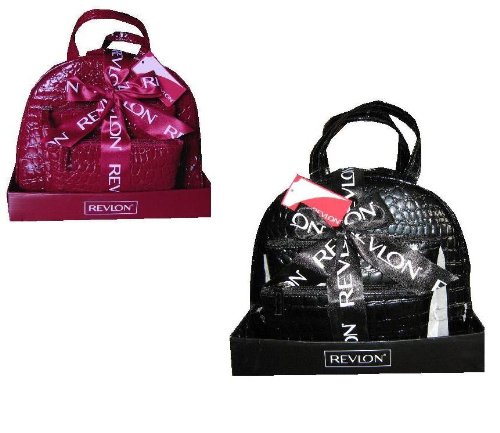 3tlg. Kosmetik-Taschen Reise-Set / Kroko / rot