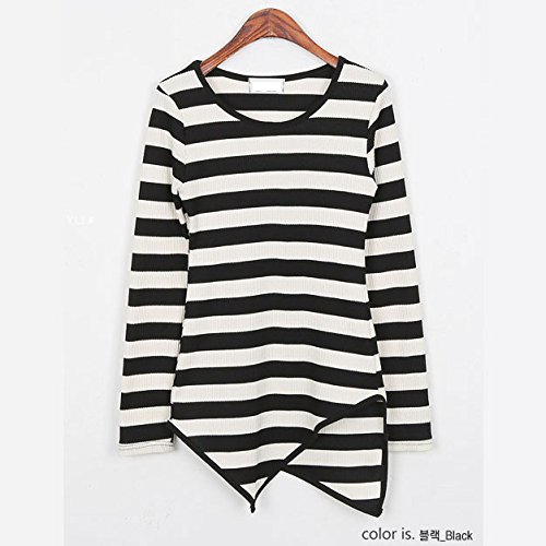 REDOPIN（レッドオピン） ラインオーバー長袖Tシャツ／ブラック